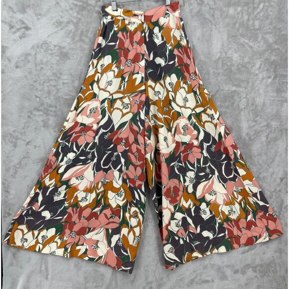 Vintage Pants - Justin McCarty Vintage Floral Print Super Wide Leg 70s Palazzo Pants